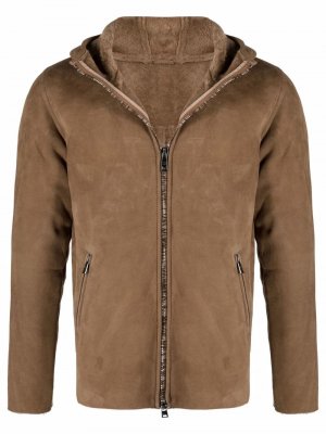 Куртка на молнии с капюшоном Giorgio Brato. Цвет: коричневый