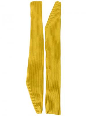 Длинные перчатки-митенки крупной вязки Calvin Klein 205W39nyc. Цвет: жёлтый и оранжевый