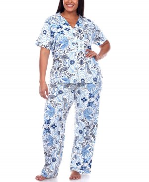 Плюс размер брюки с короткими рукавами тропический пижамный комплект, 2 предмета , мульти White Mark