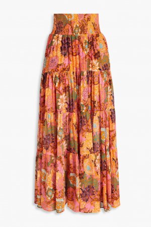 Ярусная юбка макси из шелкового крепона с принтом Sage , оранжевый A.L.C.