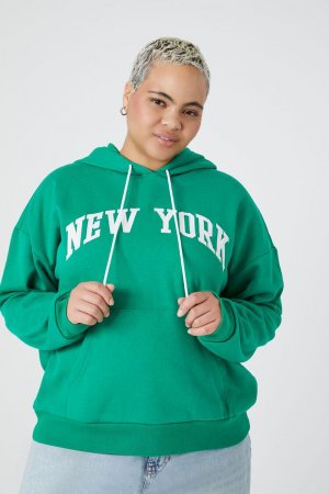 Толстовка с рисунком Нью-Йорк больших размеров , зеленый Forever 21