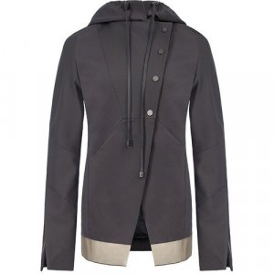 Куртка , средней длины, силуэт прямой, капюшон, трикотажная, размер 40, серый ILARIA NISTRI. Цвет: черный