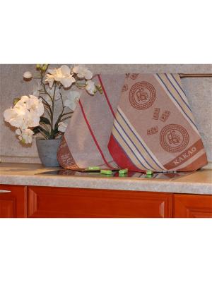 Набор жаккардовых полотенец 50х70 2 штуки SET-9 (Кофе, Какао)в пакете ТекСтиль для дома. Цвет: коричневый, бежевый, голубой, красный