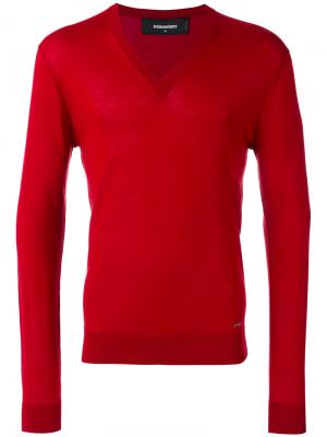 Пуловер с V-образным вырезом Dsquared2. Цвет: красный