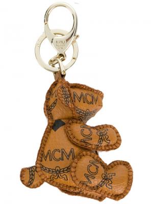 Брелок для ключей в форме медведя с принтом логотипа MCM. Цвет: коричневый