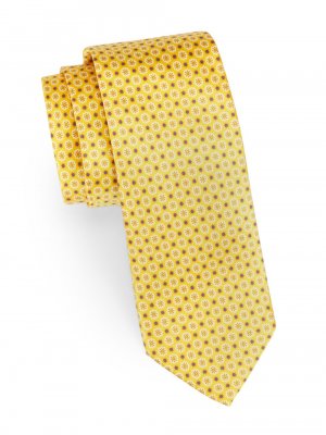 Шелковый галстук с цветочным принтом , желтый Canali