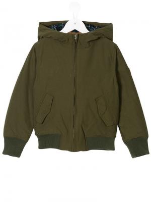 Куртка бомбер с капюшоном American Outfitters Kids. Цвет: зеленый
