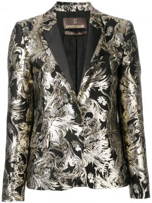 Пиджак с вышивкой Roberto Cavalli. Цвет: металлический