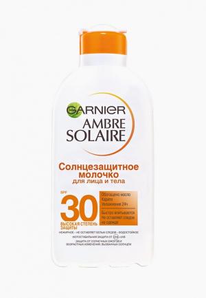 Молочко солнцезащитное Garnier для лица и тела Ambre Solaire, с карите, увлажнение 24ч,водостойкое, SPF 30, 200мл. Цвет: белый