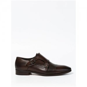 Туфли монки мужские из натуральной итальянской кожи PHILIPPE ANDERS коричневые 40 размер Milano. Цвет: коричневый