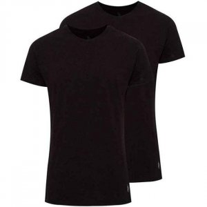 БАЗА. Polo Assn. Мужские футболки черные, двухсекционная рубашка с круглым воротником и короткими рукавами из чесаного хлопка -80197 U.S.