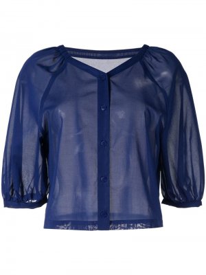 Прозрачная блузка с короткими рукавами Ballsey. Цвет: синий