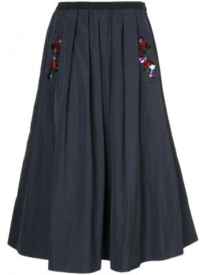 Пышная декорированная юбка с пайетками Muveil. Цвет: синий