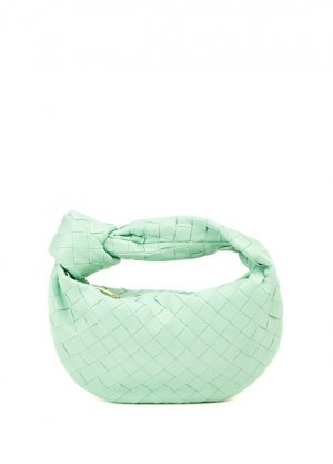 Mini jodie water green вязаная женская кожаная сумка с текстурой Bottega Veneta