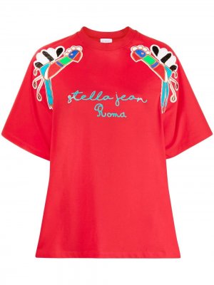 Футболка с вышивкой и логотипом Stella Jean. Цвет: красный