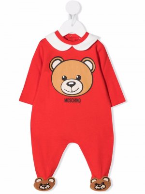 Пижама Teddy Bear с логотипом Moschino Kids. Цвет: красный