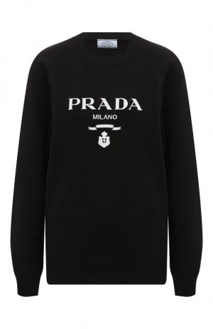 Хлопковый свитшот Prada. Цвет: чёрный