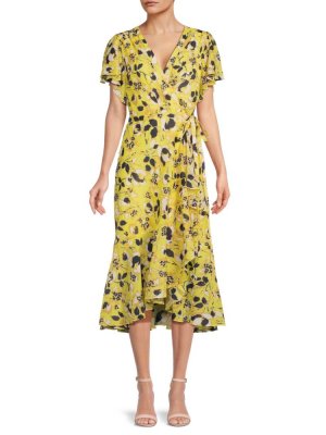 Платье миди из искусственного шелка с принтом Brianna и искусственным запахом , цвет Daffodil Multi Tanya Taylor