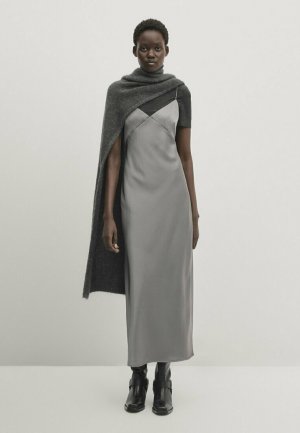 Коктейльное/праздничное платье STUDIO-WITH SHINY STRAPS , цвет silver coloured Massimo Dutti