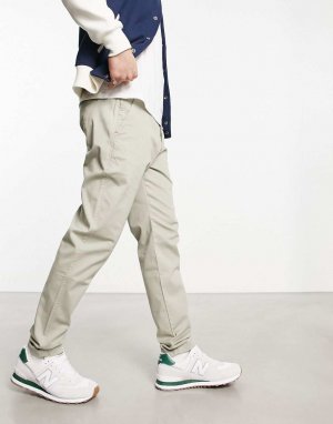 Бежево-хаки узкие брюки чиносы в стиле 90-х Hollister