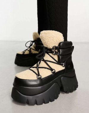 Пушистые зимние сапоги вилун кремового цвета KOI Footwear