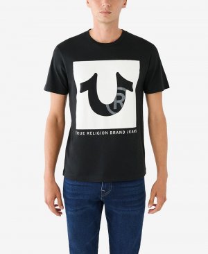 Мужская футболка с заклепками и коротким рукавом , черный True Religion
