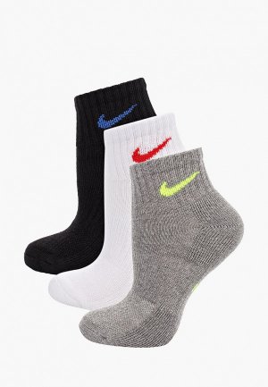 Носки 3 пары Nike KIDS PERFORMANCE CUSHIONED QUARTER TRAINING SOCKS (3 PAIR). Цвет: разноцветный