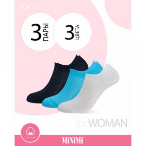 Носки , 3 пары, размер 35-38 (23-25), мультиколор, голубой MiNiMi. Цвет: голубой/микс