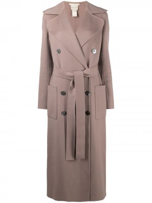 Двубортное пальто pre-owned с поясом Céline. Цвет: нейтральные цвета