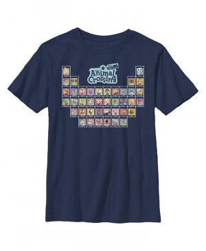 Детская футболка с изображением животных, пересекающих новые горизонты, периодическая таблица персонажей , синий Nintendo