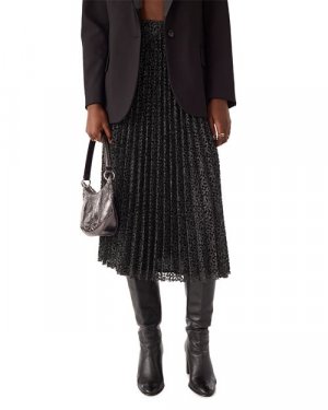 Плиссированная трикотажная юбка миди цвета металлик Camille ba&sh, цвет Black BA&SH