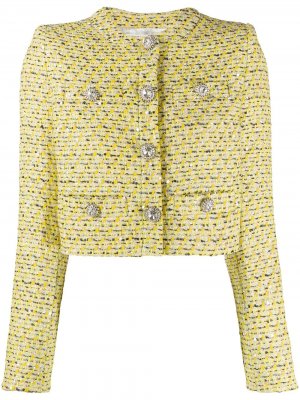 Твидовый пиджак с декорированными пуговицами Alessandra Rich. Цвет: желтый