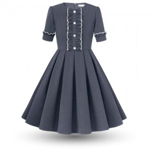 Школьное платье , размер 146-152, серый, белый Alisia Fiori. Цвет: серый/белый