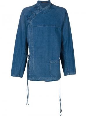 Джинсовая куртка с запахом Yohji Yamamoto. Цвет: синий