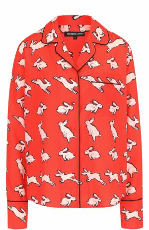 Блуза в пижамном стиле с принтом Markus Lupfer. Цвет: красный