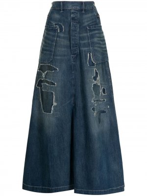 Джинсовая юбка макси с эффектом потертости Ralph Lauren RRL. Цвет: синий