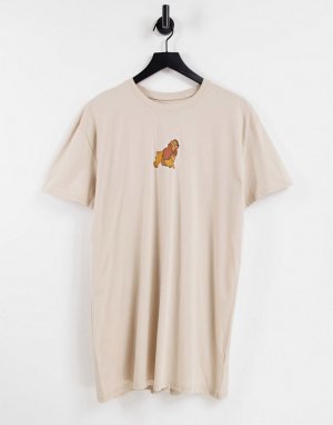 Платье-футболка песочного цвета с принтом персонажа из мультфильма «Леди и Бродяга» Disney-Светло-бежевый цвет MERCH CMT LTD