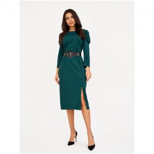 Платье футляр , трикотажное женское, длинное, миди, с разрезом, вечернее, деловое для офиса BrandStoff. Цвет: зеленый