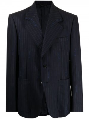 Однобортный пиджак в полоску Versace. Цвет: черный