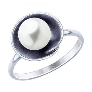 Кольцо из чернёного серебра с жемчугом SOKOLOV