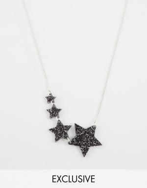 Black Glitter Shooting Star Necklace Tatty Devine. Цвет: черный