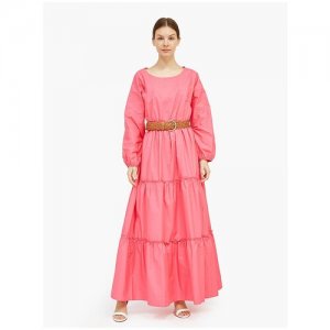 Платье с оборками плетеным поясом RU 46 / EU 40 M FRACOMINA. Цвет: розовый