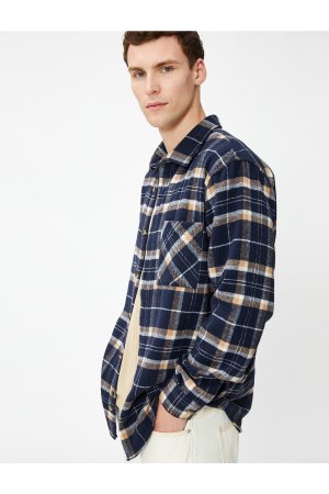 Рубашка Lumberjack с классическим воротником и карманом длинным рукавом , темно-синий Koton