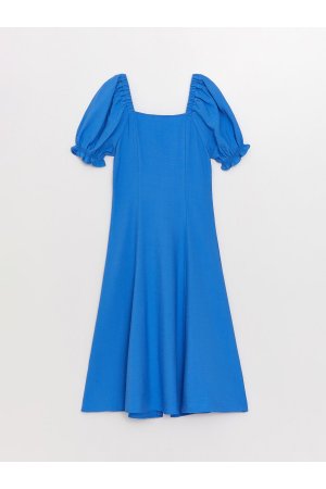 Простое женское платье с коротким рукавом и вырезом в форме сердца , синий LC Waikiki