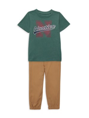 Комплект из двух предметов: футболка и штаны для маленького мальчика, зеленый Nautica