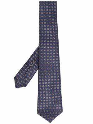 Шелковый галстук с геометричным принтом Kiton. Цвет: синий