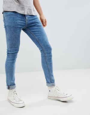 Светлые зауженные джинсы -Синий New Look