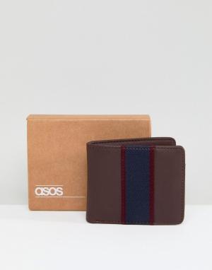 Коричневый бумажник с темно-синей вставкой ASOS DESIGN. Цвет: коричневый