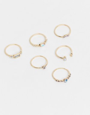 Золотистые кольца с разноцветными камнями Cristoval-Золотистый ALDO