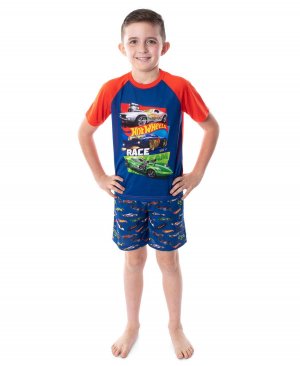 Пижамы для мальчиков Cars Boy's Race Team, детский пижамный комплект с футболкой и шортами Hot Wheels